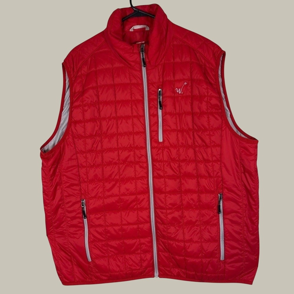 Cutter & Buck Mens CB WeatherTec Quilted Vest Red XL Full Zip Puffer Golf Jacket